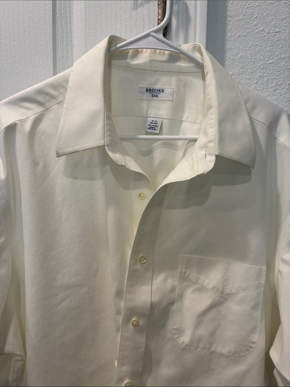 Brooks 346 Men's Dress Shirt in Cream